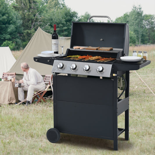 Propane Gas Grill with 4 Stainless Steel Burners 34,000 BTUs Black