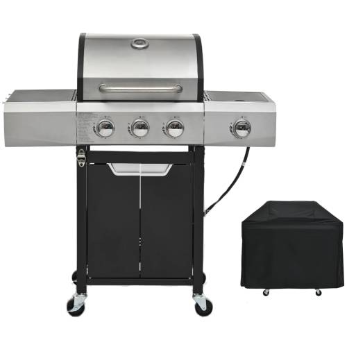 Propane Grill 3 Burner Barbecue Grill Stainless Steel Gas Grill Silver