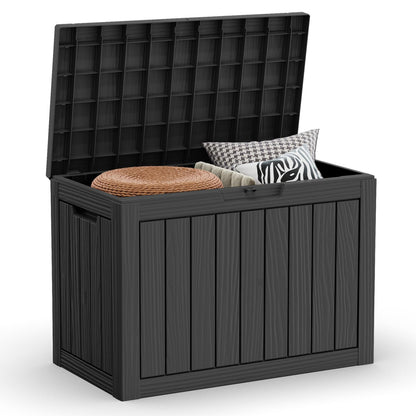 45 Gallon Outdoor Storage Box, Resin Deck Box, Waterproof , Lockable, UV-Resistant, Coffee