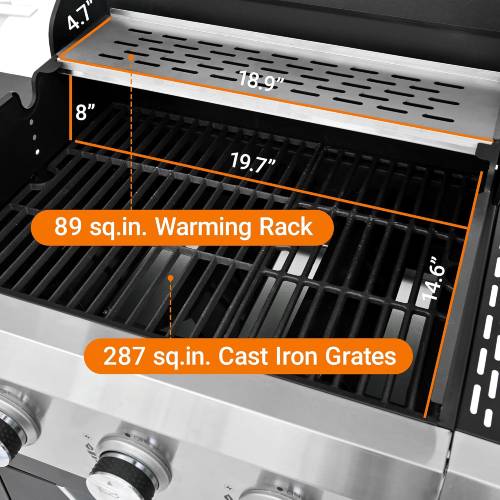 Propane Grill 3 Burner Barbecue Grill Stainless Steel Gas Grill Silver