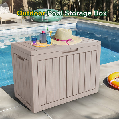 45 Gallon Outdoor Storage Box, Resin Deck Box, Waterproof , Lockable, UV-Resistant, Coffee